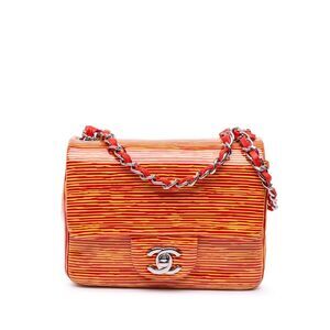 Chanel Mini Square Classic Patent Striped Single Flap